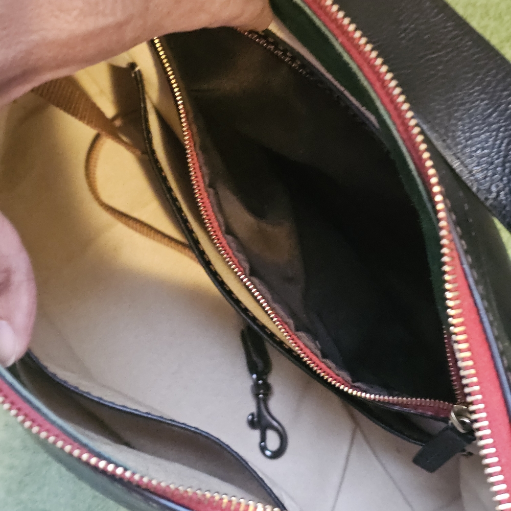 Dooney & Bourke Black Florentine Shoulder Bag with Red Trim - Picture 13 of 16